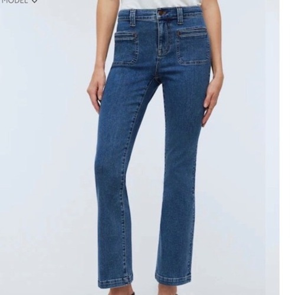 Madewell Mid-Rise Kick Out Jeans‎ Blue Patch Pocket Flare Size 27